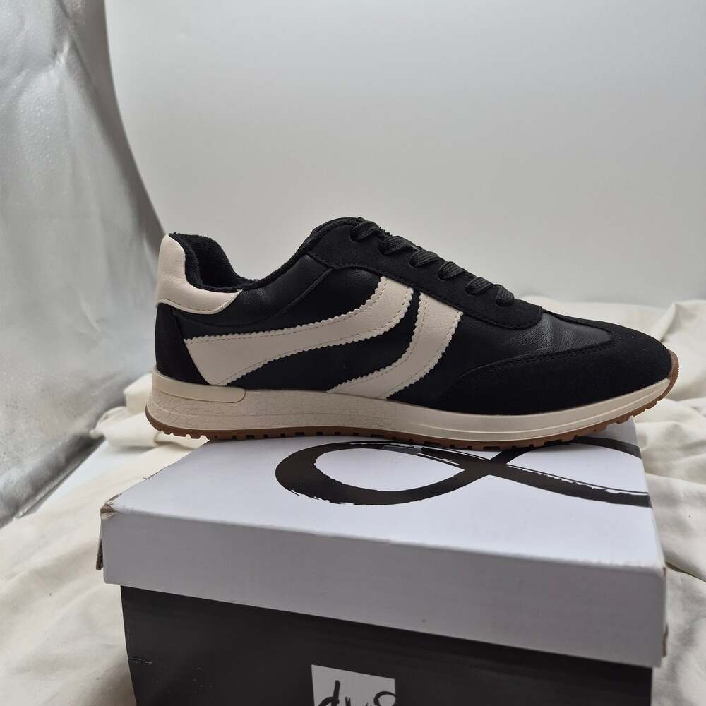 DV by Dolce Vita Hype Faux Shearling Lined retro bike-toe sneaker Black women 8